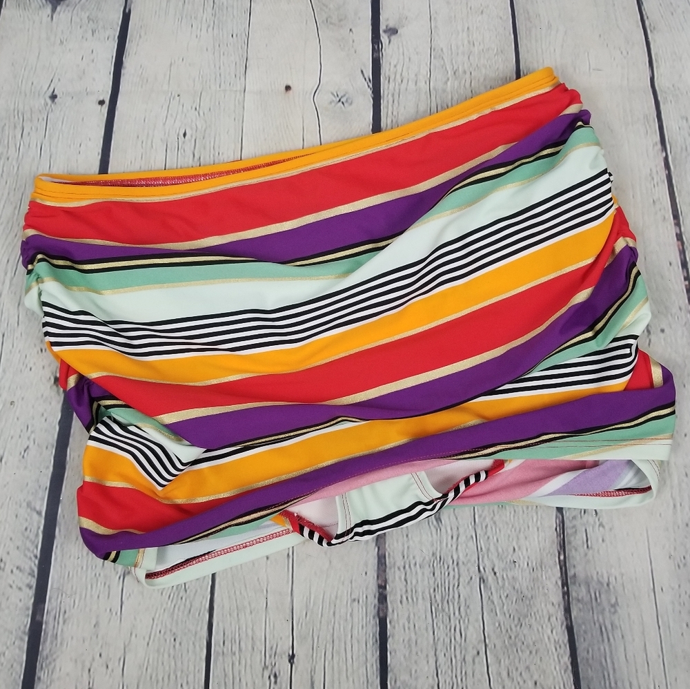 LIME RICKI | striped skirted swim bikini bottoms